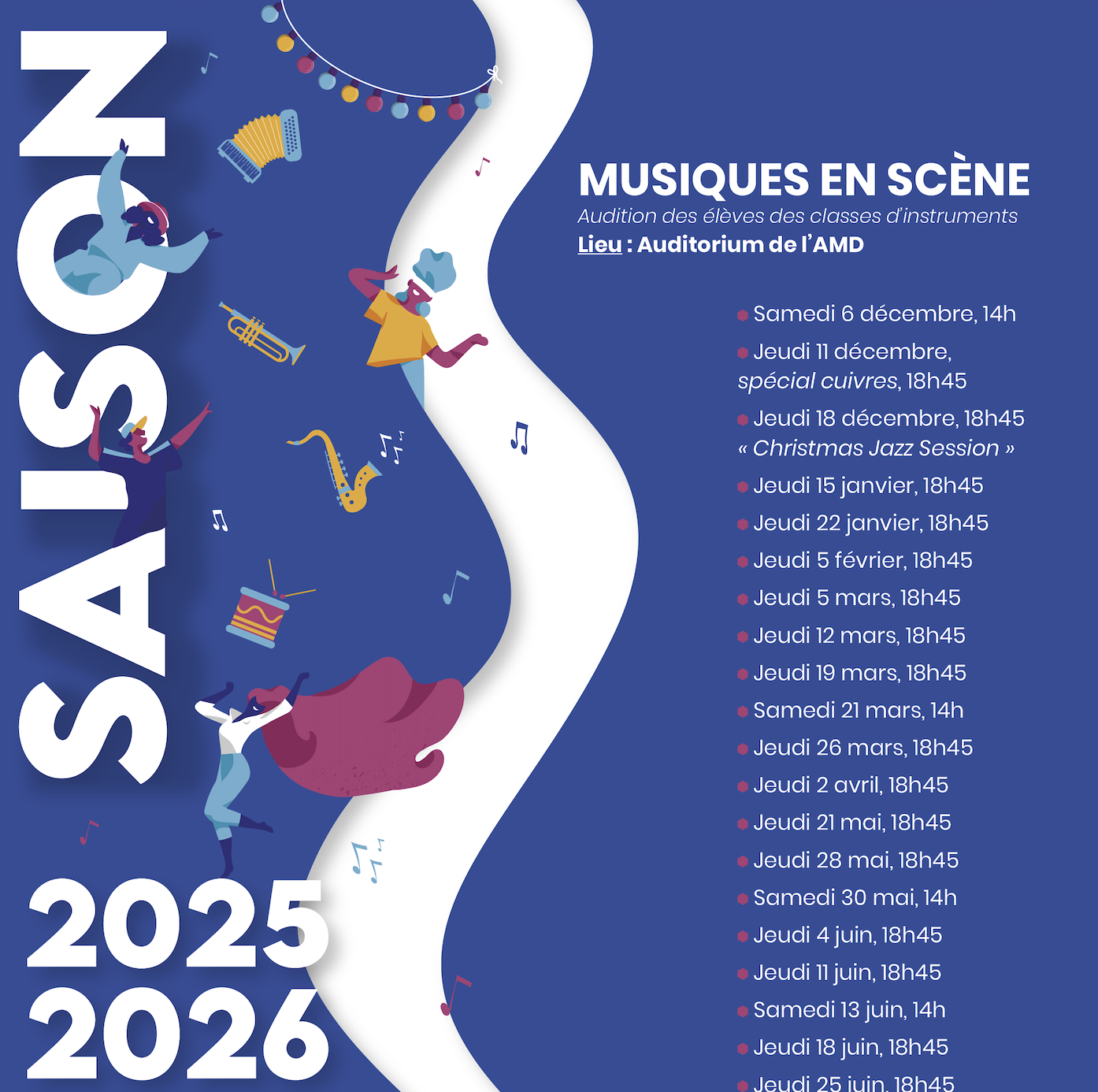 Calendrier de saison 2026